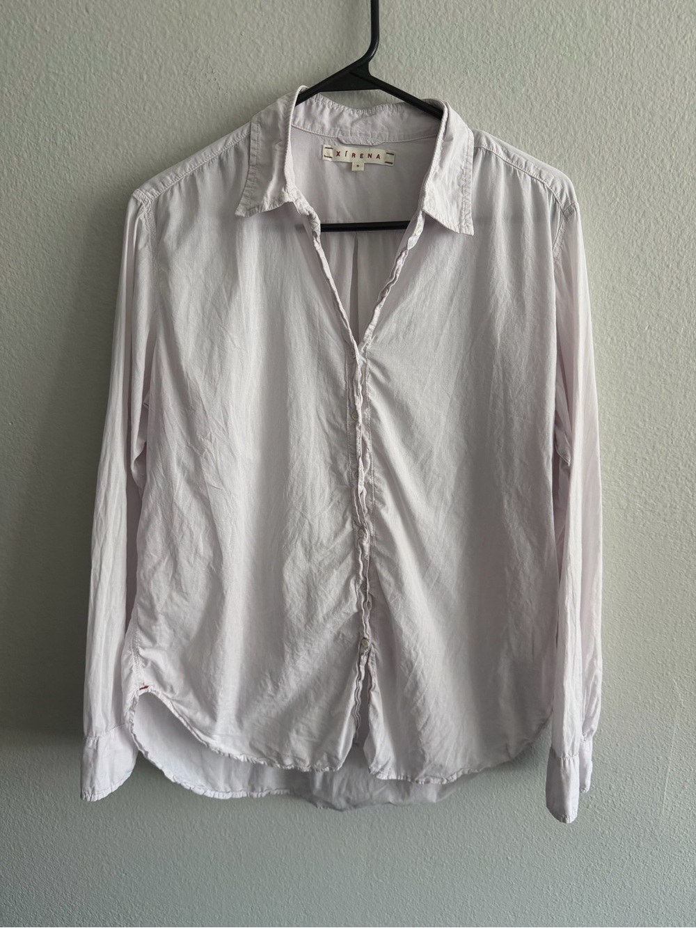XiRENA Pale Lavender Classic Relaxed Button-Down Shirt 100% Cotton Size S - Flaw